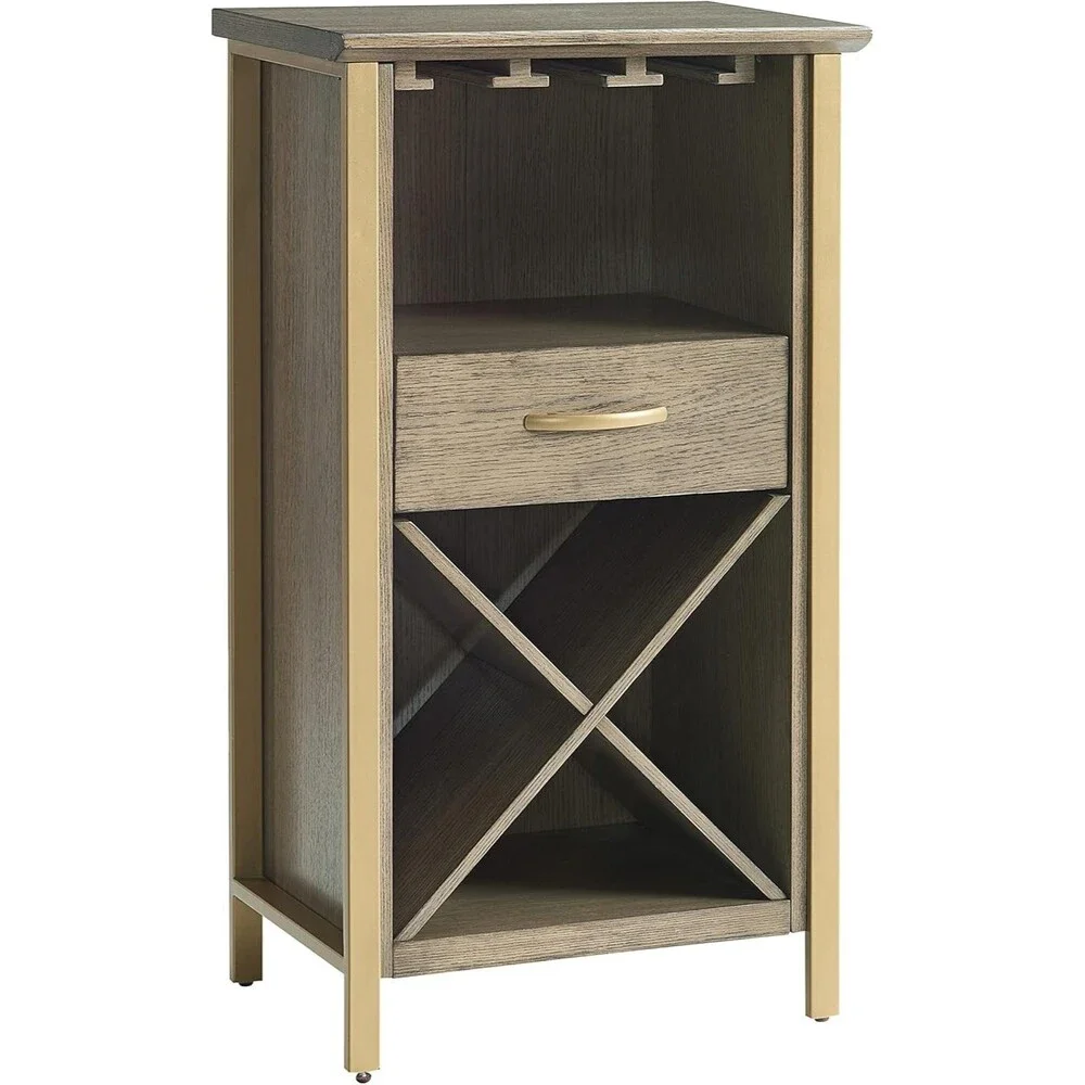 Leick Home 9500-DN Leah Mini Bar Cabinet for Stemware and Bottle Storage,